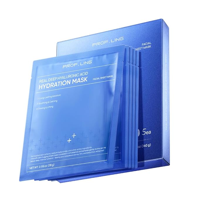 Prof. Ling Full-Spectrum Hyaluronic Acid Face Mask – Deep Hydrating, Firming & Soothing Sheet Mask for Sensitive Skin, Plumping & Anti-Wrinkle Facial Treatment-5ea
