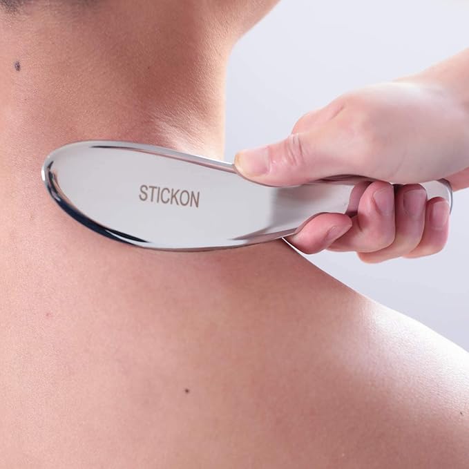 STICKON Stainless Steel Gua Sha Scraping Massage Tool Set IASTM Tools Great Soft Tissue Mobilization Tool (STICKON-25)