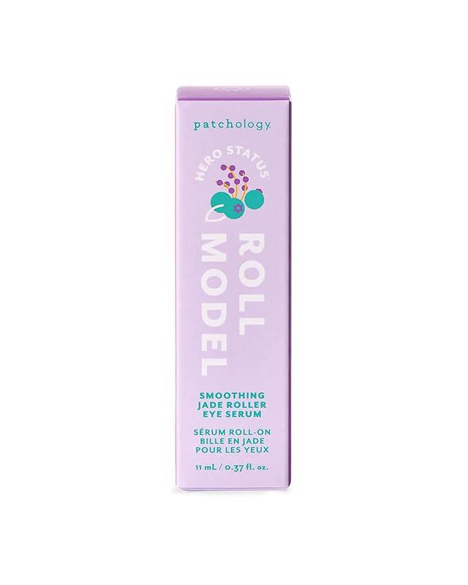 Patchology Jade Facial Roller with Peptides and Bakuchiol Serum for under eyes - Patchology Smoothing Roll Model - firms and smooths skin while reducing visible fine lines. 1 count.