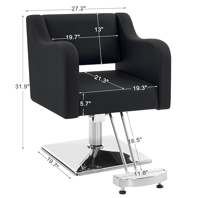 BarberPub Classic Salon Chair for Hair Stylist,Hydraulic Barber Styling Chair,Beauty Salon Spa Equipment 3802 (Black)