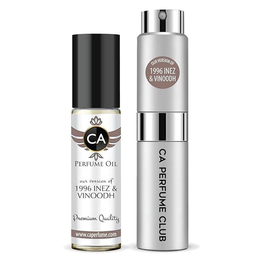 CA Perfume Duo Impression of 1996 Inez & Vinoodh For Women And Men Perfume Layering Set Long Lasting Travel Size EDP + Body Oil Roll-On Bottle 0.27 Fl Oz+0.33 Fl Oz