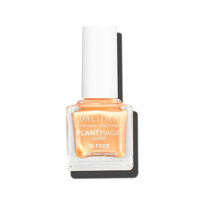Pacifica Natural Nail Polish – Plant Magic Orange Nail Polish - Plant Based, Non-Toxic & Clinically Tested - Lasting Colors, Glossy, Chip-Resistant, Clean Beauty, Dermatologist Approved, Tangerine Pop