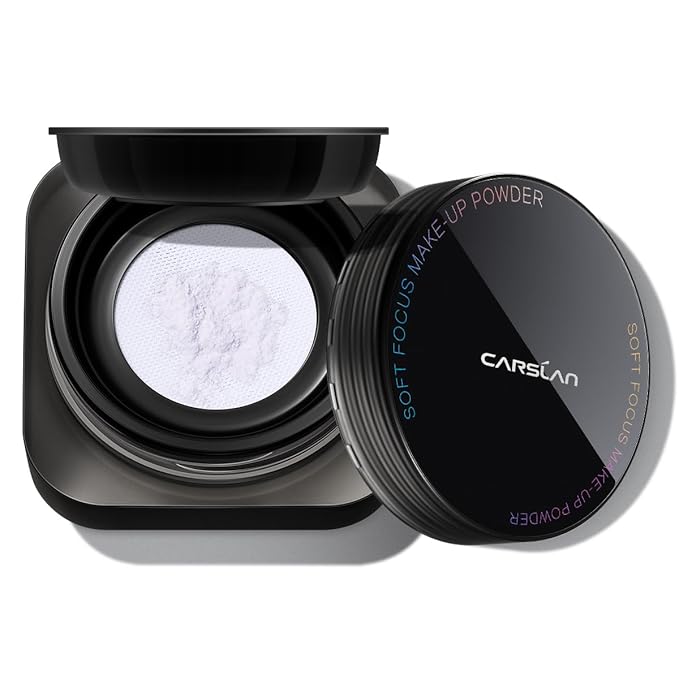 CARSLAN 1.0 Soft Focus Loose Setting Powder, Waterproof, Matte, Oil Control, Shine Free, Talc-Free Face Powder Makeup, 24H Longwear Finishing Powder, 01 Blue Purple