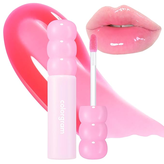 COLORGRAM FRUITY GLASS GLOSS 03 GIGGLE STRAWBERRY | Non-Sticky Glossy Lip Tint with Glass-Like Shine | Long-Lasting Hydrating Lip Gloss for Smooth & Plump Lips