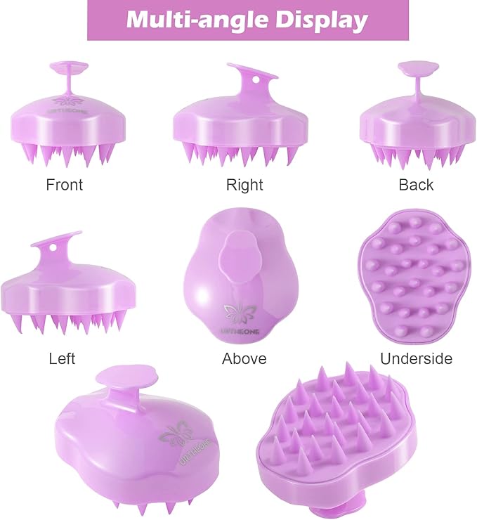 URTHEONE Hair Scalp Massager Shampoo Brush,Soft Silicone Hair Brush for Wet Dry Oily Curly Straight Thick Thin Rough Long Short Natural Men Women Kids Pets Hair Care Tools(Lilac Violet)