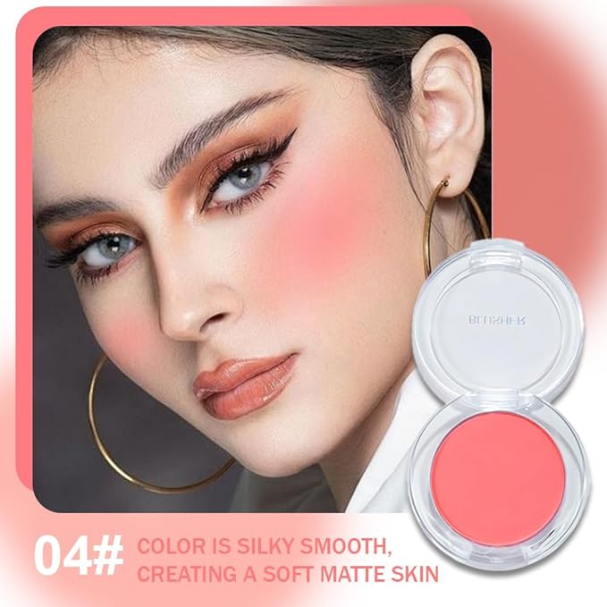 Blush for Cheeks Makeup Palette, Natural Matte Cream Powder Single Blushes for Eye and Cheek,Buildable Long-Lasting Color,Vegan & Cruelty-Free,Everyday Makeup Look for Women,#04-Watermelon Pink