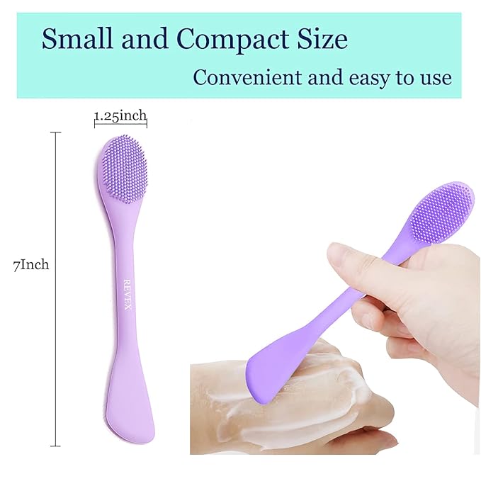 REVEX Pore Cleaning Brush,Face Scrubber,Lymphatic Drainage Massager,2Pcs Silicone Face Mask Applicator,Mask Applicator Tool for Facial Mud,Contour Face Brush for Lymphatic Drainage.(Pink+PurPle)
