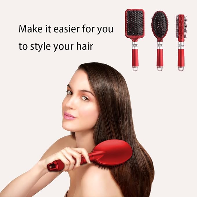 3 Pieces Hair Brush Comb Set Paddle Brush Detangle Hair Brush for Men and Women Wet, Dry, Curly and Straight Hair