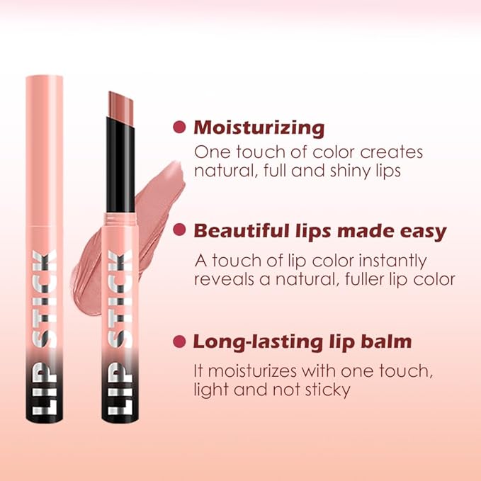 4Pcs Matte Lipstick Crayon Set for Women, Neutral Lip Stick Pencil 24 Hour Long Lasting Waterproof, Non-Drying Hydrating Formula Lip Gloss Makeup, Vegan & Cruelty-Free, 01