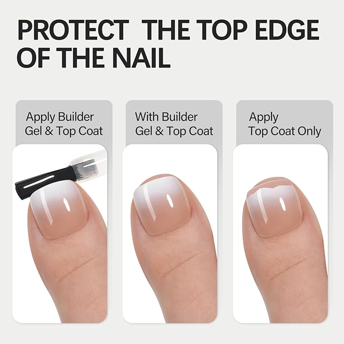 Vansiho Press on Toenails Short, Brown Ombre French Tips Toe Nail Press on Square for Women, Soft Gel Fake Toe Nails, Acrylic Nails Soak off Toenail Home DIY 15 Sizes