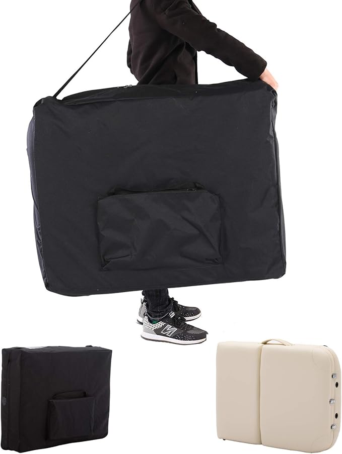 Artechworks 28" Width 3 Folding Portable Lightweight Massage Table Facial Salon Spa Tattoo Bed with Aluminium Leg for Home Office Living Room, White Color