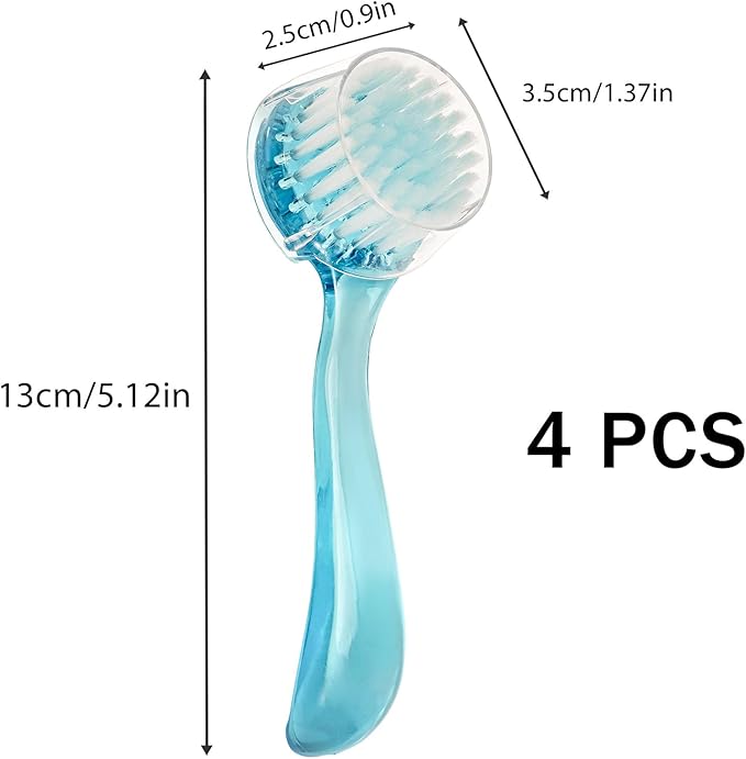 4 Pack Facial Cleansing Brush, Beomeen Face Scrubber Exfoliating Brush Face Wash Scrub Exfoliator for Skin Care, Makeup Removal,Blue