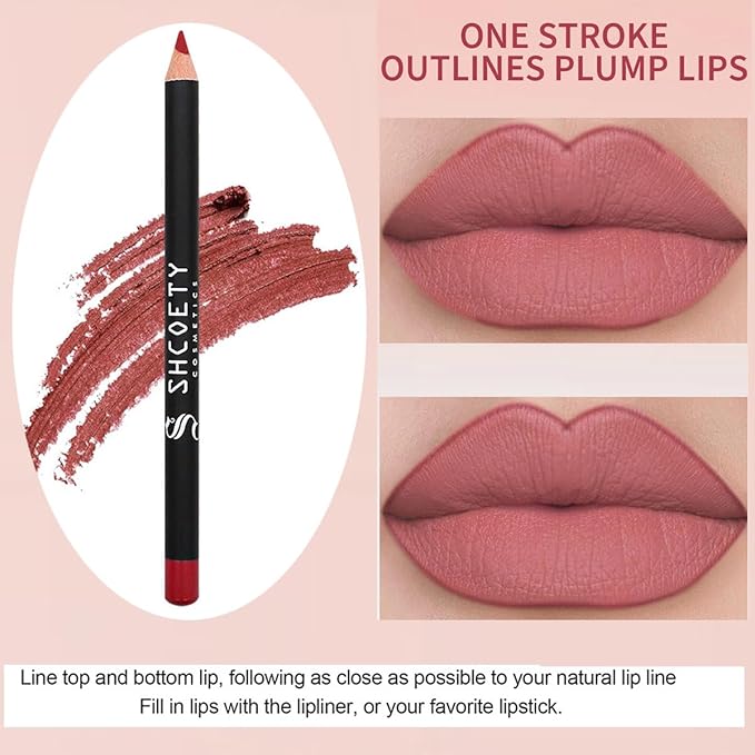 12 Colors Matte Lip Liner Set,Long Lasting Nude Set,Long