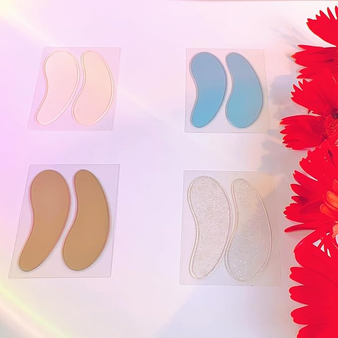 Under Eye Patches For Lash Lift Eyelash Extension Durable Gel Eye Pads Separate Upper & Lower Lashes Sticky Gel Eye Patch - Moon Shape Fit Eyelids Eyelash Mask Cover 4 Colors