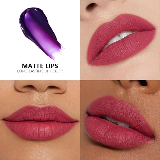 evpct Mauve Red Peel Off Lip Stain Tints, Matte Liquid Lipstick Lip Stain Long Lasting Waterproof for Women, Non-stick Cup Lipstick Peel Off Highly Pigmented Not Faded Smudge-proof Easy to Apply, 02