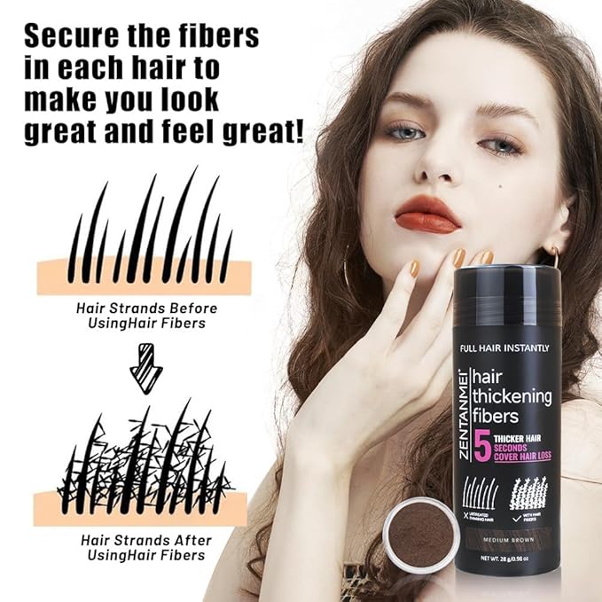 Hair Fibers for Thinning Hair for Women All-Natural Hair Building Fibers 0.98 Oz Hair Volume Powder Bald Spot Cover Up for Men & Women (White)