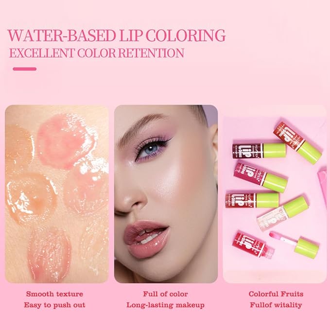Yasovigi 6 Colors Lip Oil Lip Stain, Watery Lip Oil Lip Tint Stain Set, Liquid Lipstick Lip Gloss Moisturizing, Multi-use Lip and Cheek Tint, Non-Sticky, High Pigment (Type A)
