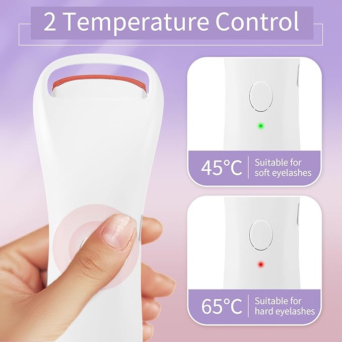 Heated Eyelash Curlers, Rechargeable Electric Eyelash Curler with Dual-Arc Design & 2 Adjustable Temperature - Safe Gentle Heated Lash Curler for Natural Curl Perfect Fit for Women BAI75