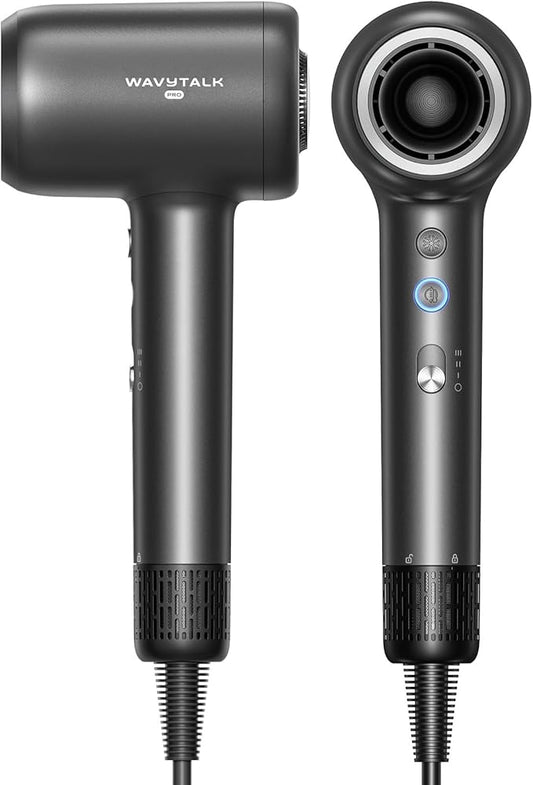 Hair Dryer, Wavytalk Turblow Pro Fast Drying Blow Dryer, High Speed Hair Dryer for Women with 110,000 RPM, Pro Negative Ions for Reduces Damage, Frizz Smoothing, 3 Speeds &3 Temps, One Cool Shot, Grey