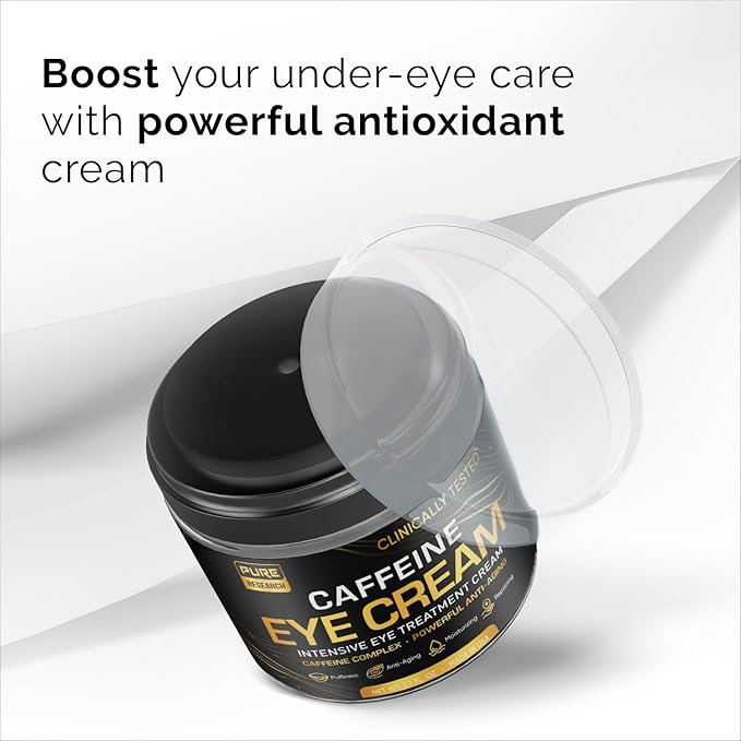 Caffeine Eye Cream For Anti Aging, Dark Circles, Bags, Puffiness. Great Under Eye Skin + Face Tightening, Eye Lift Treatment For Men & Women 1.7oz