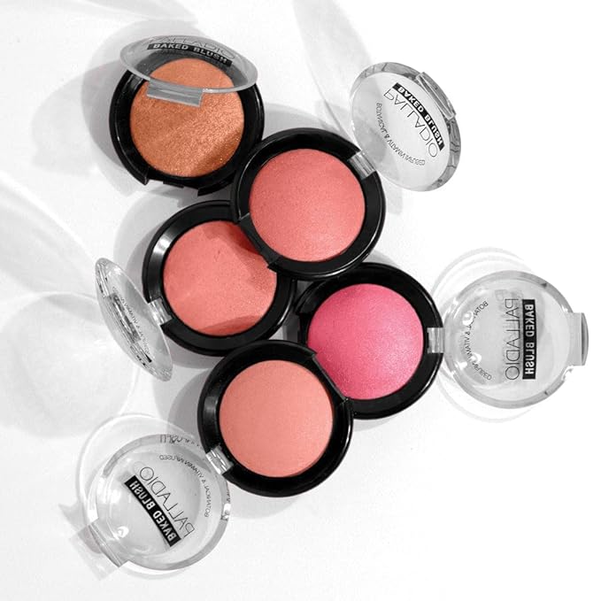 Palladio Baked Blush, Highly Pigmented Shimmery Formula, Easy to Blend & Highly Buildable, Apply Dry for a Natural Glow or Wet for a Dramatic Luminous Look, Long Lasting for All day Wear, Cho-Au-Lait
