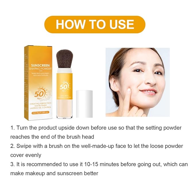 Mineral Sunscreen Setting Powder, SPF 50 Mineral Sunscreen Setting Powder for Face, Oil Control Natural Matte Finish, Mini Sunscreen Bulk Powder, Long-Lasting Lightweight Breathable