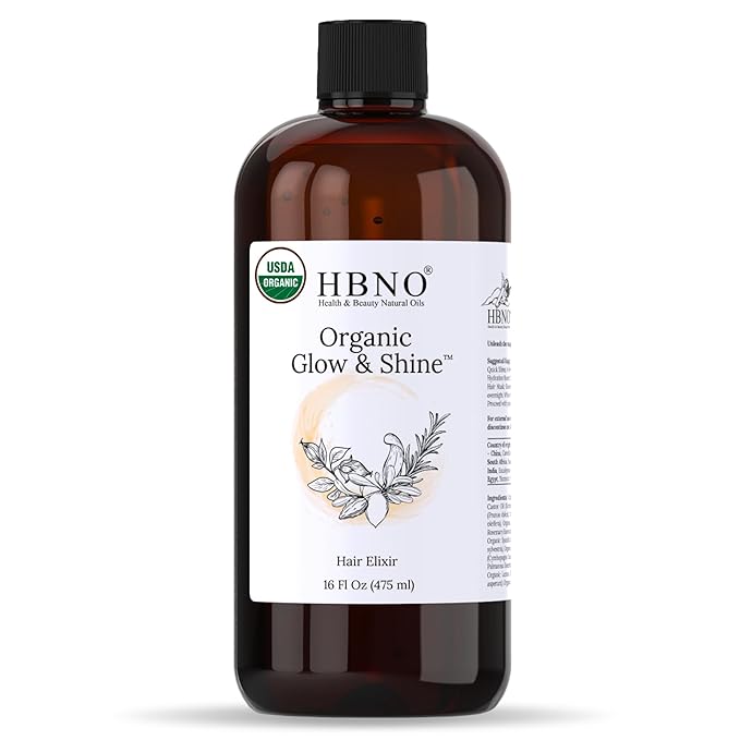 HBNO Earthy Organic Hair Oil - Huge 16 oz (475ml) Value Size - Ideal for conditioners, shampoos, massage oils, heat protectants, hair therapy, and daily moisturizing boost
