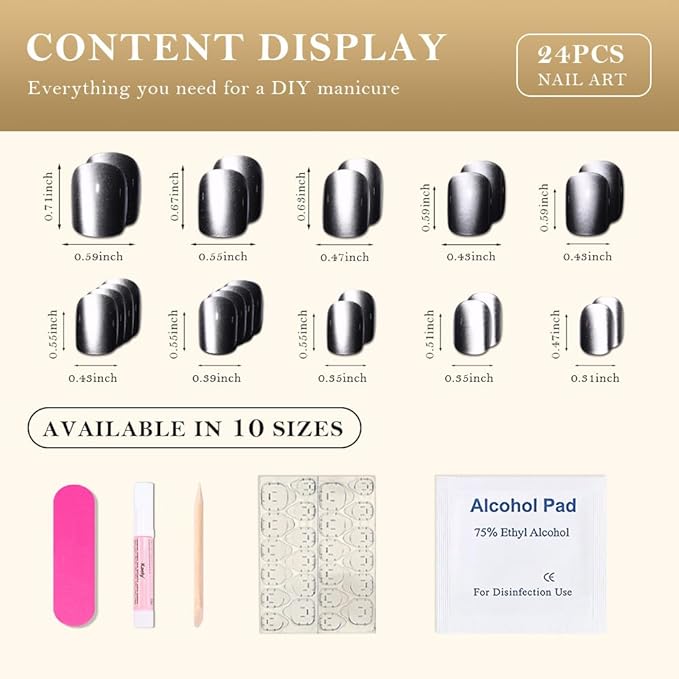 Cat Eye Black Press On Nails Short Square, Designer Reusable Acrylic Fake Nails with Glue, Glossy Soft Gel Nails Wedding and Party, Stick On Glue On Nails, Nails Press Ons fro Women