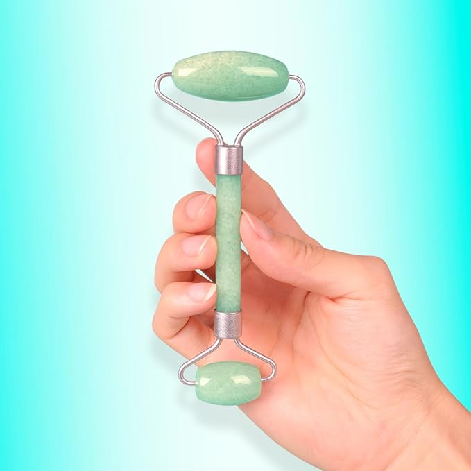 Jade Roller for Face Dpolla Dual-Sided Facial Massager with Small Eye Roller for Reducing Puffy Eyes and Wrinkles, Perfect for Women’s Skin Care Routine