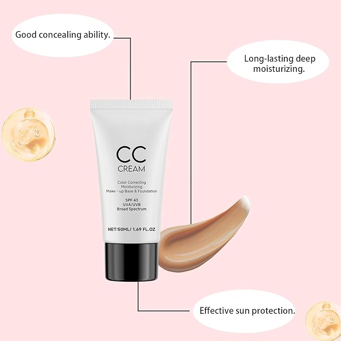 Cc Cream for Older Women,Cc Cream With Spf 43,Self Adjusting for Mature Skin, Anti-Aging Sunscreen Foundatio with Moisturizer, Conceals, Moisture & Anti Aging(3) (2)