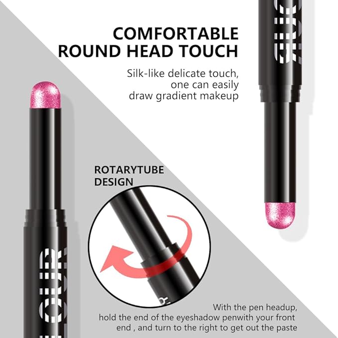 Hot Pink Shimmer Cream Eye Shadow Stick Makeup for Women, Hot Pink Shimmer Matte Eye Shadow Brightener Stick for Eyes, Waterproof Eyeshadow Pencil Applicator Blendable for Eye Highlight 20