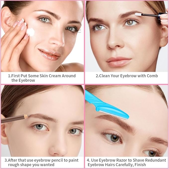 ﻿66PCS Eyebrow Razor Multipurpose Exfoliating Dermaplaning Tool for Face Facial and Eyebrow Shaper with Precision Cover for Women Men Easy to Use (66PCS)