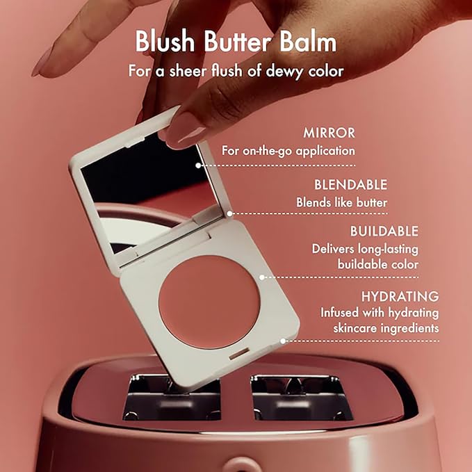 Summer Fridays Blush Butter Balm - Skincare-Infused Hydrating Cream Blush with Hyaluronic Acid, Ceramides, & Shea Butter for a Dewy Flush of Color - Cheek and Lip Tint - Toasted Terracotta (0.14 Oz)