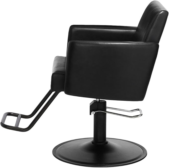 Buy-Rite Onyx Salon Styling Chair - Modern Black Hair Stylist Chair with Open Back, Inclined Seat, Rounded Arms, Premium Vinyl Upholstery, Durable Steel Frame & Footrest - NIN-6610
