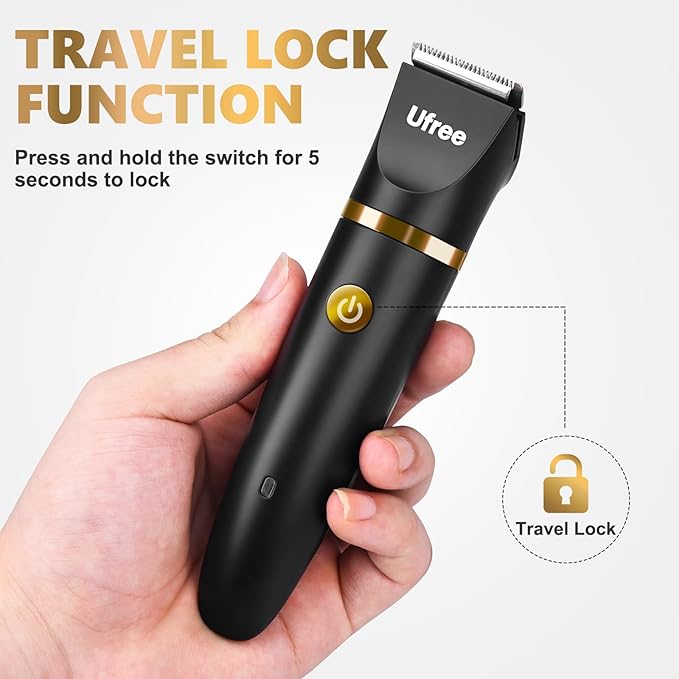 Ufree Body Hair Trimmer for Men, Manscape Ball Pubic Hair Trimmer, 3 in 1 Body Grooming Kit for Groin, Waterproof Body Electric Shaver Razor, Grooming for Face and Body, Gifts for Men, Black