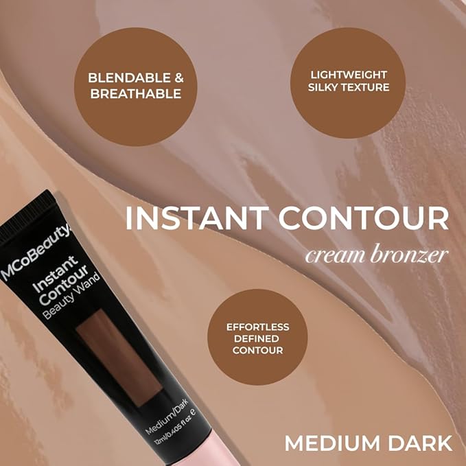 MCoBeauty - Instant Contour Cream Bronzer - Medium to Dark Shade - Cream Contour Stick with In-Built Cushion Applicator for Cheekbones and Face Contour - Concealers & Neutralizing Makeup