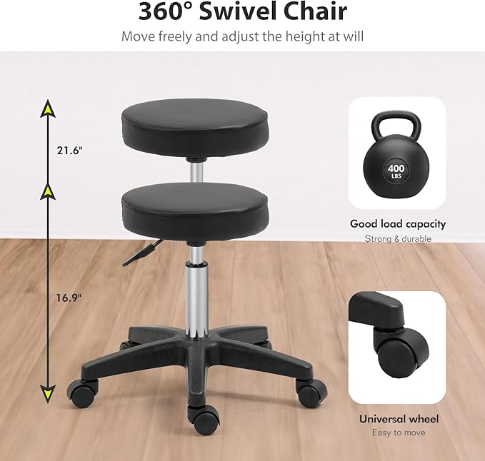 Esthetician Bed for Facial Tattoo Chair with Two Trays Adjustable Folding Salon Bed with Hydraulic Stool Massage Bed for Professional Massage Facial Lash Beauty Treatment Spa, Black