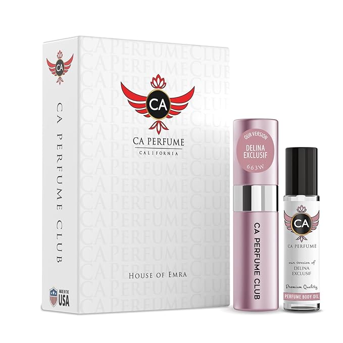 CA Perfume Duo Impression of Delina Exclusif For Women Perfume Layering Set Long Lasting Travel Size EDP + Body Oil Roll-On Bottle 0.27 Fl Oz+0.33 Fl Oz