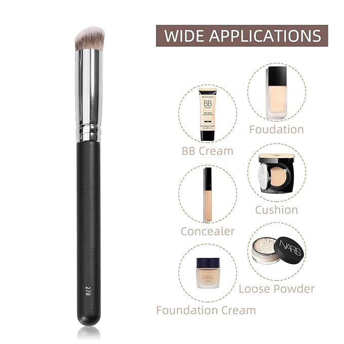 Concealer Brush, Dense Mini Angled Kabuki Brush for Blending Under Eye Concealer, Detailed Nose Contour, Setting Powder, Foundation and Eyeshadow (270)