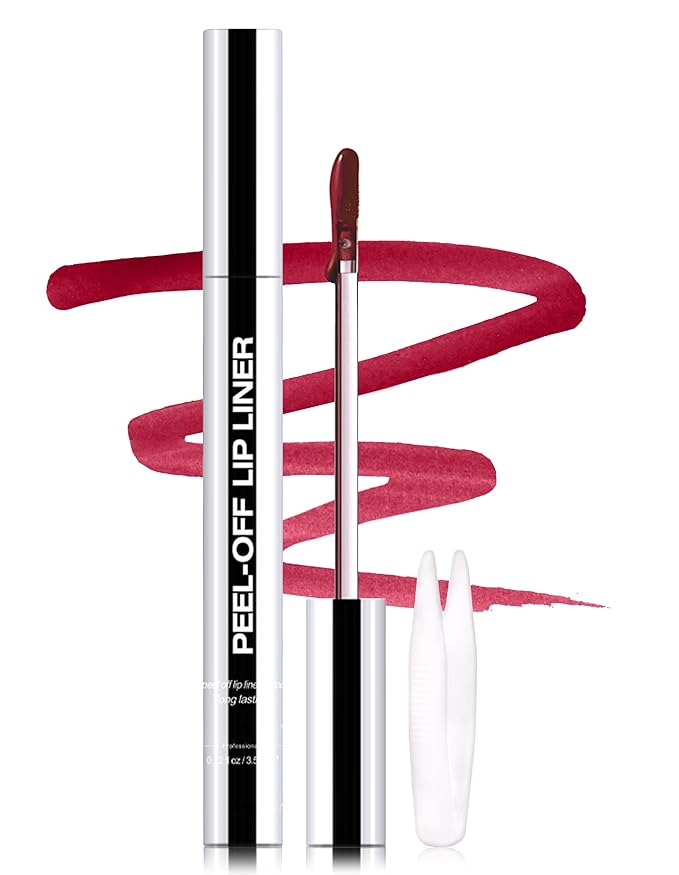 Erinde Peel Off Lip Liner Stain, Long Lasting Tattoo Lip Liner with Tweezer, Matte Finish Peel Off Lip Stain, Waterproof Transfer Proof Lip Stain Peel Off, Non-Stick Cup Nude Lip Stain Lipliner, 06