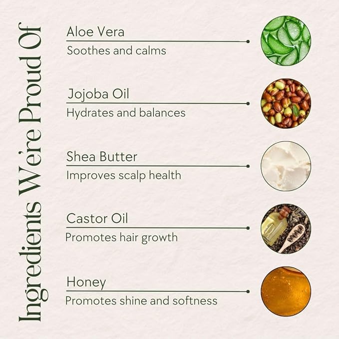 Natural Shampoo for Hair Care, Sulfate Free Shampoo with Castor Oil, Jasmine, Glycerin, Aloe Vera & Mild Thickening Agent, Dry to Color Treated to All Hair, 13.5 fl oz