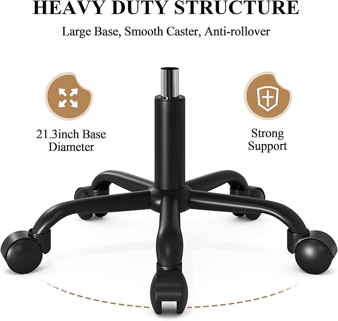 SHA CERLIN Rolling Stool with Wheels Swivel Shop Salon Chair Adjustable Drafting Massage Medical Tattoo Spa with PU Leather Cushioned, Black