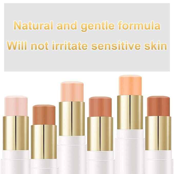 6 Colors Cream Contour Stick Makeup Contour Kit,Double-ended Cream Bronzer for Sculpt, Highlighter and Blush Stick Makeup Kit, Matte & Dewy Finish (SET C)