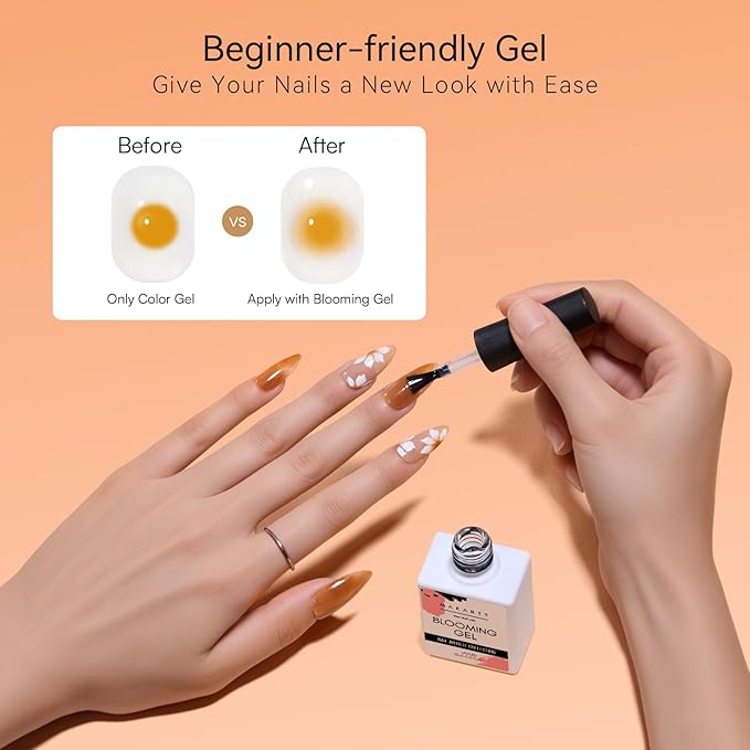 Makartt Clear Blooming Gel 15ml UV LED Soak Off Nail Art Polish for Spreading Effect Marble Nail Polish Gel Paint Nail Designs for DIY Color Flower Watercolor Magic Beauty Gift