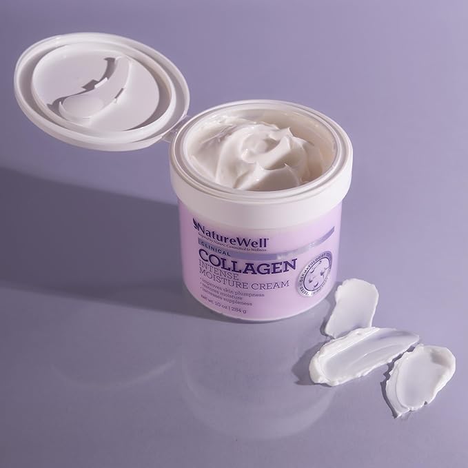NATURE WELL Clinical Collagen Peptide Intense Moisture Cream for Face, Neck, & Body, Anti-Aging Cream that Hydrates, Plumps, Restores Moisture, and Increases Suppleness, 10 Oz
