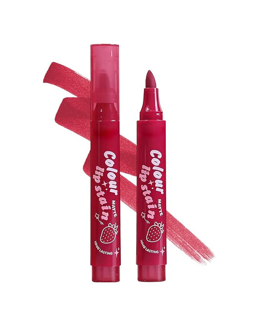Lip Tint Stain Pen, Rose Red Waterproof Long Lasting Matte Lip Liner Stain Pencil, High-Pigmented Quick Dry Liquid Lipstick, Non Sticky Smudgeproof Lip Tint Gloss, Christmas Makeup Gift for Women-02