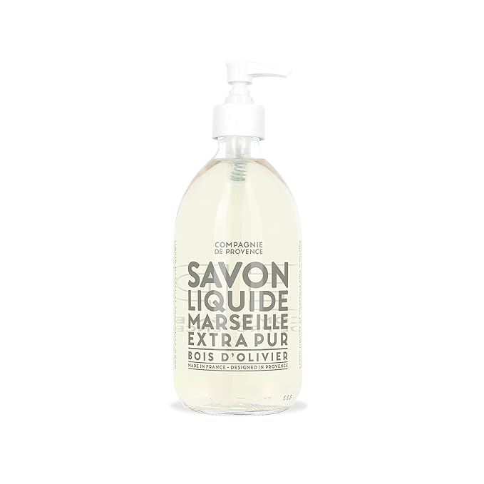 Compagnie de Provence Savon de Marseille Extra Pure Liquid Soap - Olive Wood - 16.7 Fl Oz Glass Pump Bottle