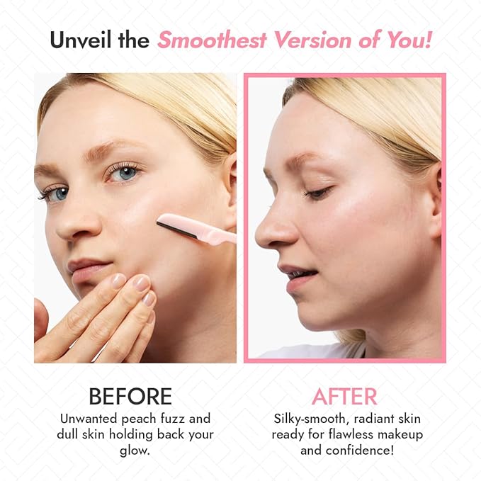 Dermaplaning Tool - Foldable Facial Razor for Women and Men, (3ct) | Womens Facial Peach Fuzz Remover & Eyebrow Trimmer, Dermaplaning Razor, Face Razors for Women, 3 pc (Pink)