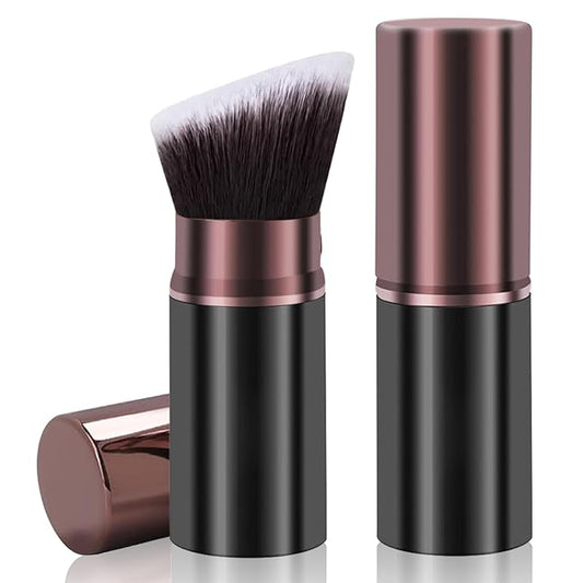 Kabuki Makeup Brush, Retractable Travel Powder Foundation Makeup Brush Face Blush Brushes for Blending Liquid, Bronzer, Buffing, Sunscreen,Flawless Cosmetics