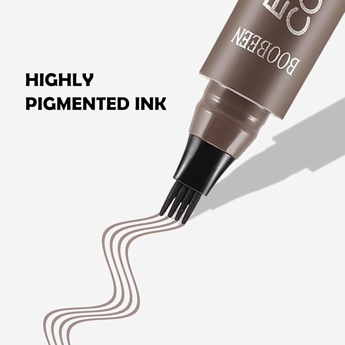 Boobeen Liquid Eyebrow Pen, Microblading Eye Brow Pencil with 4 Micro Tip, Waterproof Brow Pen Filler Creates Natural Brow Makeup, Long-lasting